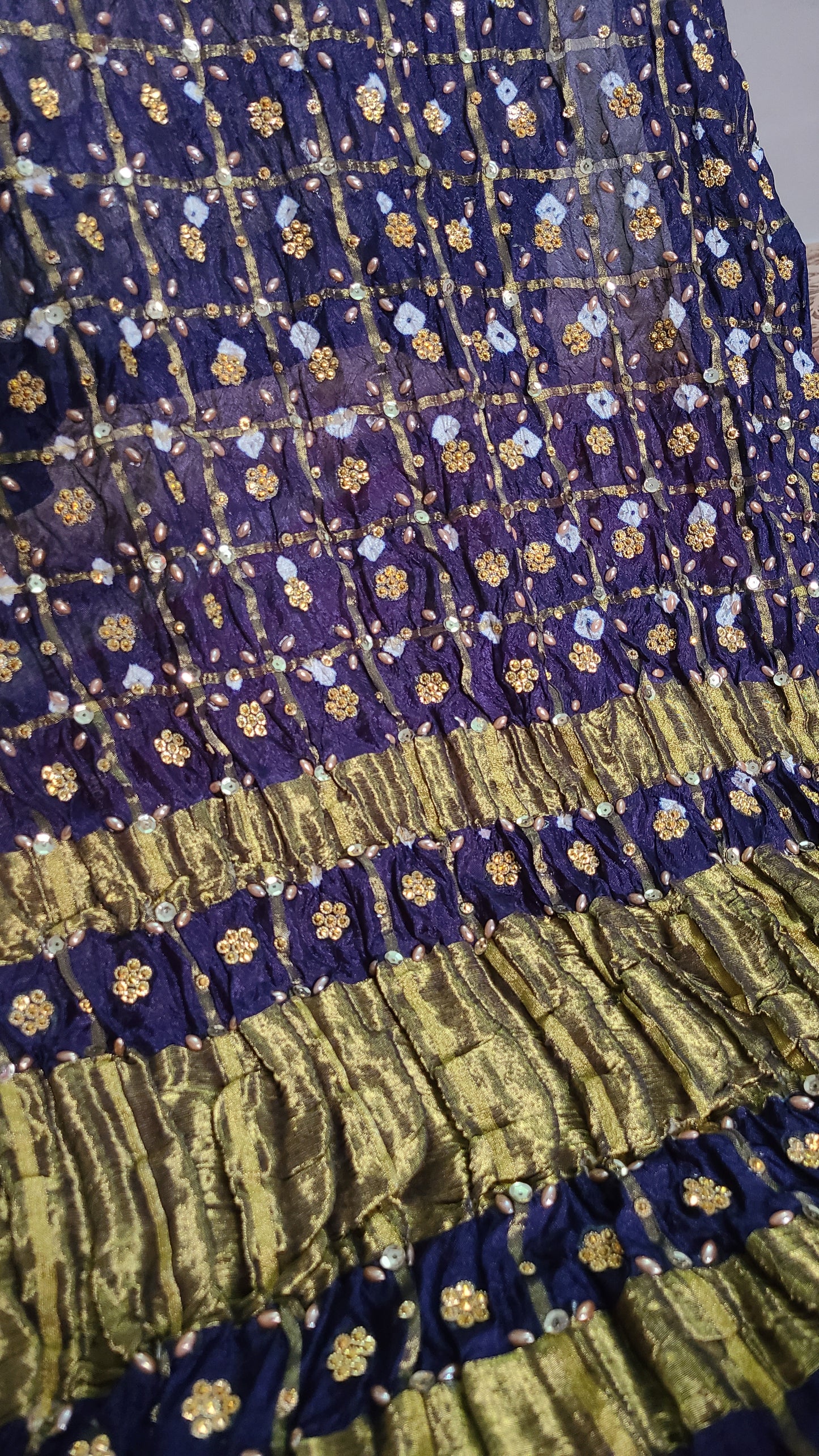 Chunri Gajji Silk Dupatta | Festive Favorite | Navy Blue