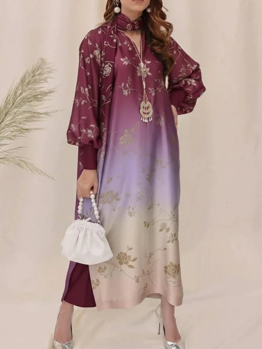 Digital Printed Silk 3pc Suit | Beautiful Suit