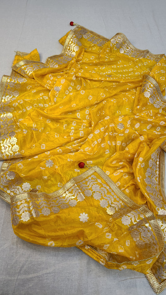 Chunri Press Gota Dupatta | Festive Favorite | Mustard