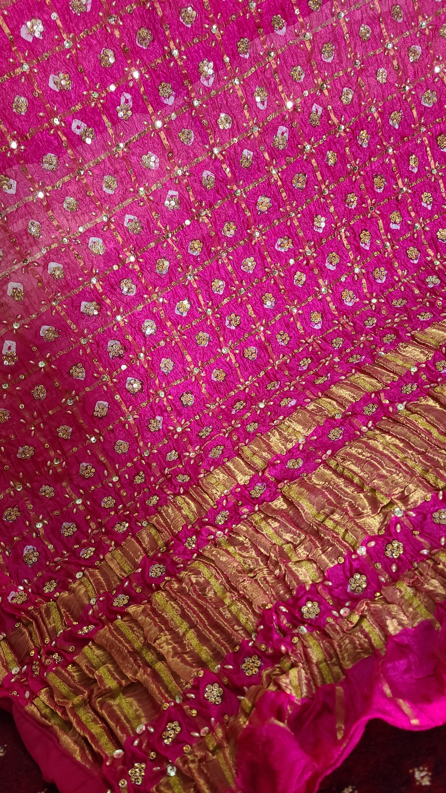 Chunri Gajji Silk Dupatta | Festive Favorite | Shocking Pink