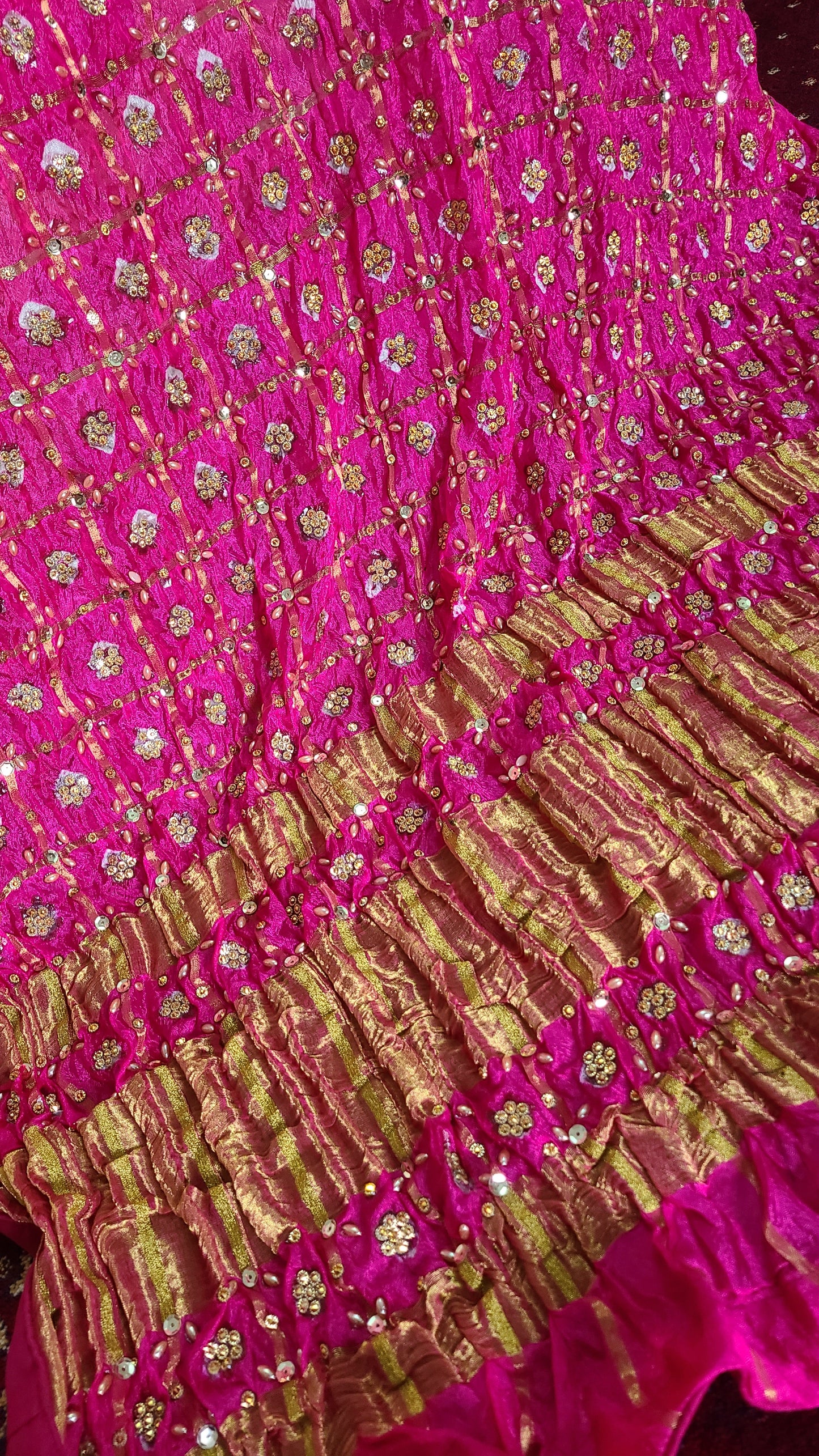 Chunri Gajji Silk Dupatta | Festive Favorite | Shocking Pink