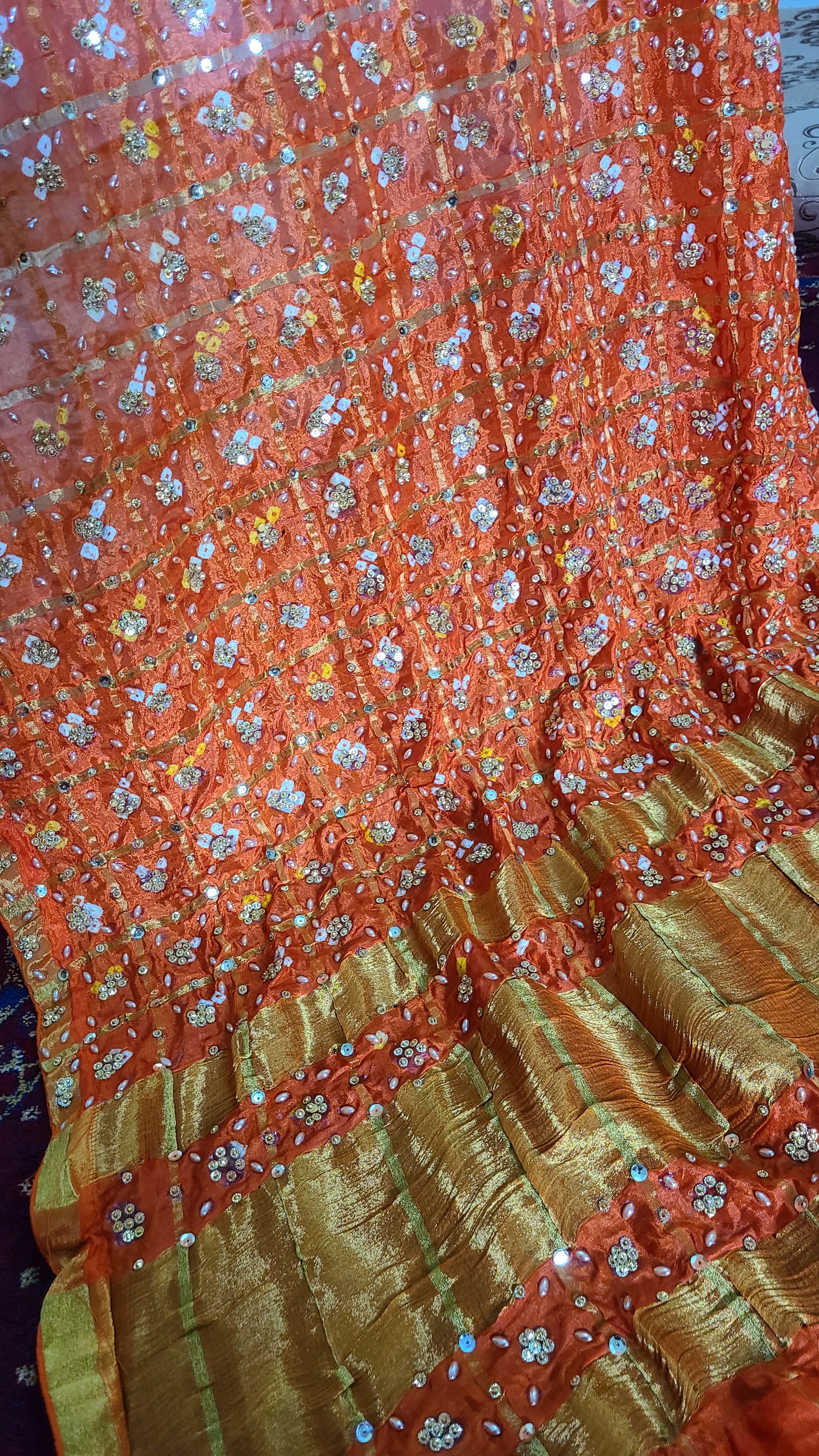 Chunri Gajji Silk Dupatta | Festive Favorite | Orange