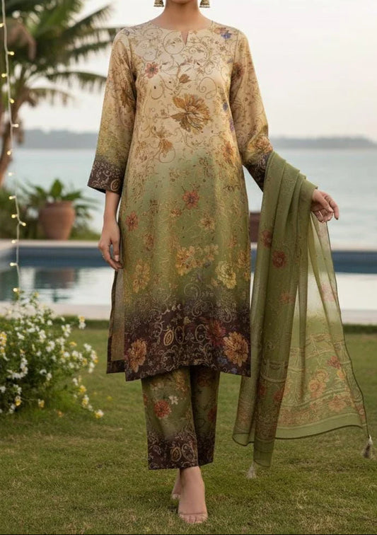 Digital Printed Silk 3pc Suit | Beautiful Suit