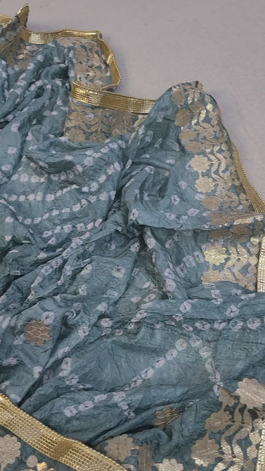 Chunri Press Gota Dupatta | Festive Favorite | Gray