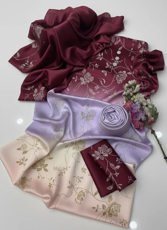 Digital Printed Silk 3pc Suit | Beautiful Suit