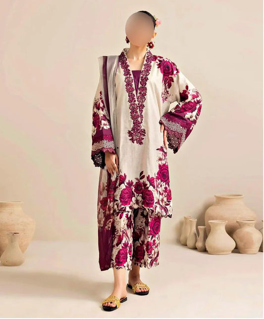 Digital Printed Silk 3pc Suit | Beautiful Suit