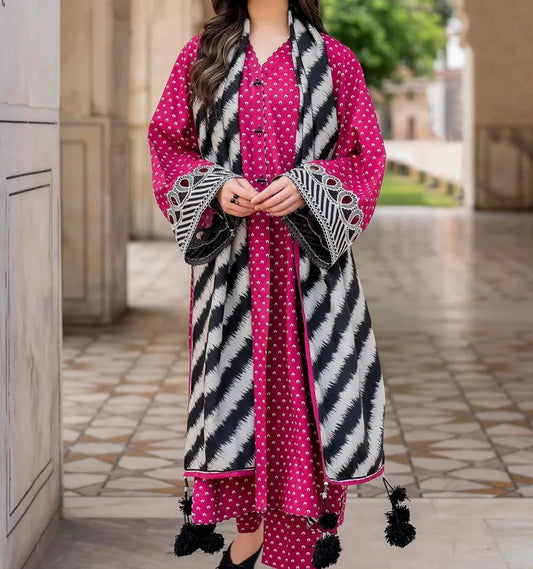 Digital Printed Silk 3pc Suit | Beautiful Suit